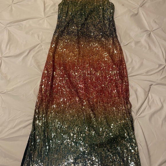 Sequined rainbow midi dress. - Picture 2 of 2